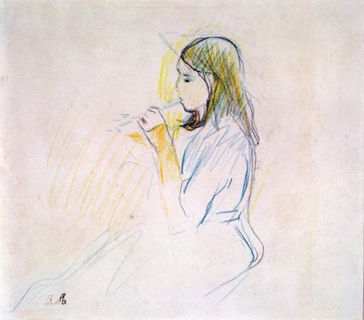 La figlia di Manet che suona il flauto dolce da Berthe Morisot
