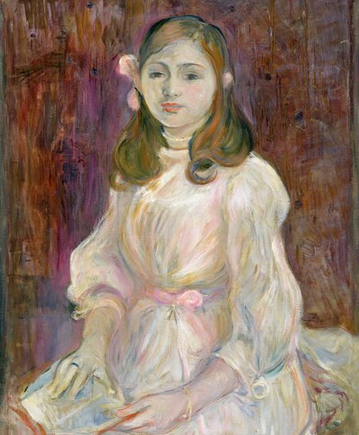 Ritratto di Julie Manet (1878-1966) che tiene un libro, 1889 da Berthe Morisot
