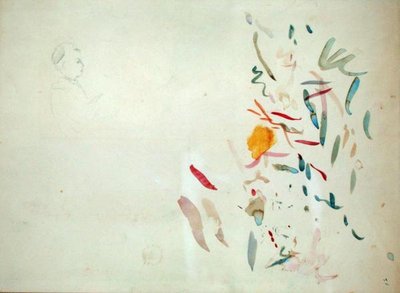 Schizzo di una testa di donna e linee di colore, possibilmente da un taccuino, 1887 da Berthe Morisot
