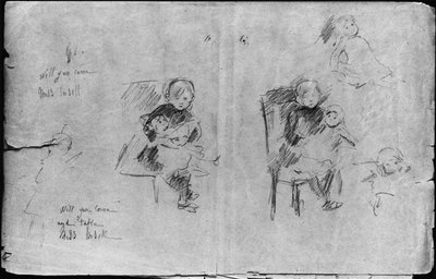 Studi per una bambina con una bambola, 1884 da Berthe Morisot