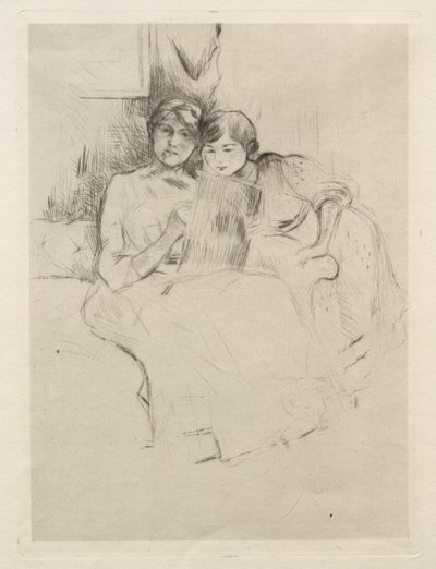 La Lezione di Disegno (Berthe Morisot Disegna con Sua Figlia) da Berthe Morisot