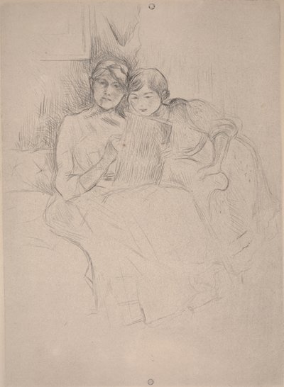 La lezione di disegno - Berthe Morisot che disegna con sua figlia, c.1889-90 da Berthe Morisot