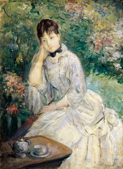 Giovane donna seduta su un divano da Berthe Morisot