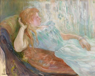 Giovane donna su un divano da Berthe Morisot