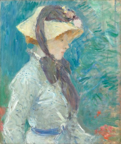 Giovane donna con cappello di paglia, 1884 da Berthe Morisot