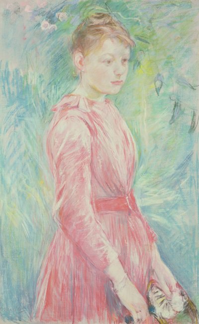 Ragazza in abito rosa (pastello su carta) da Berthe Morisot