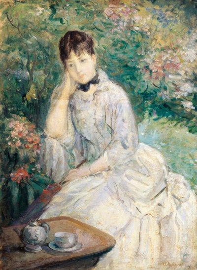 Giovane donna seduta su un divano da Berthe Morisot