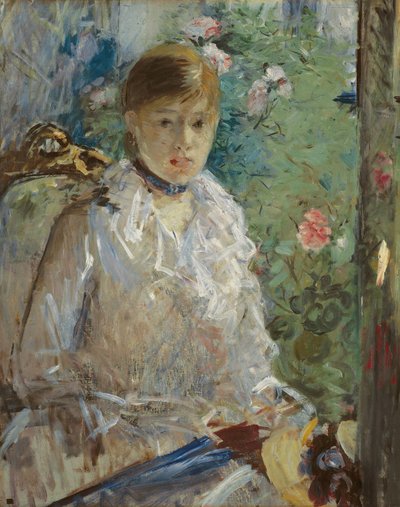Giovane donna seduta davanti a una finestra, chiamata Estate, 1879 da Berthe Morisot