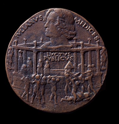 Medaglia di bronzo sulla congiura dei Pazzi (1478) da Bertoldo di Giovanni