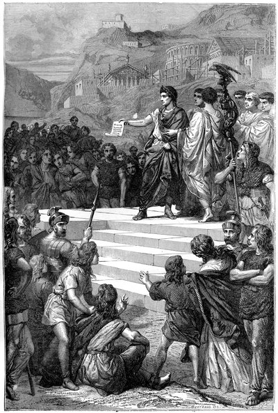 Augusto stabilisce il centro del governo della Gallia a Lione, 28 a.C. 1882-1884 da Auguste Bertrand
