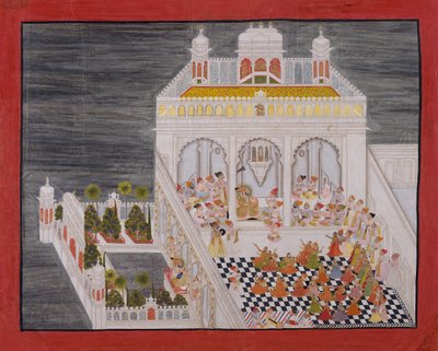 Maharana Ari Singh con i suoi cortigiani intrattenuti al Palazzo d