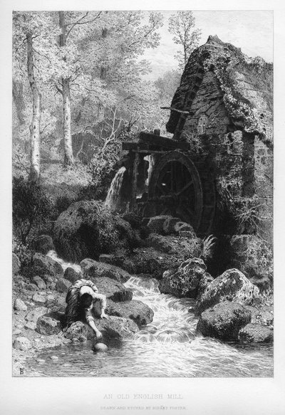 Un vecchio mulino inglese, XIX secolo da Birket Foster