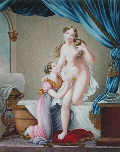 Donna che esce dal bagno, assistita dalla sua cameriera da Blaizot (after)
