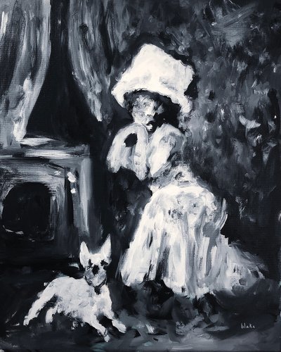 Signora e cane in posa, c.2019 da Blake Munch