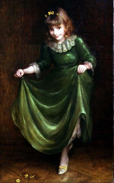 Ritratto di una giovane ragazza in un vestito verde da Blanche Jenkins