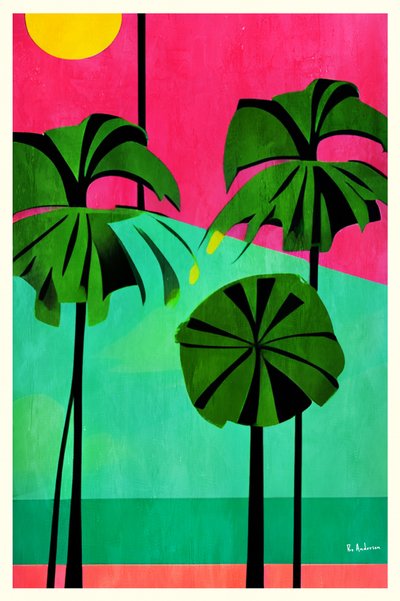 Cielo rosa e palme tropicali da Bo Anderson