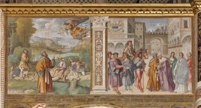 Navata centrale, Prima campata nord, Annuncio a Gioacchino, Incontro di San Gioacchino e Sant