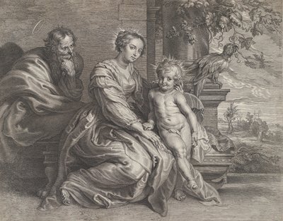 La Sacra Famiglia con un pappagallo, ca. 1625-59 da Boetius Adams Bolswert