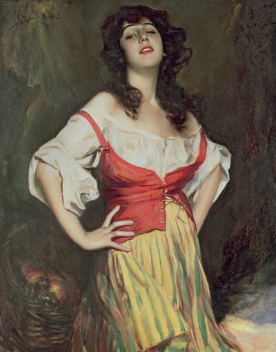 Ragazza con un cesto, c.1910 da Boleslaw Szankowski