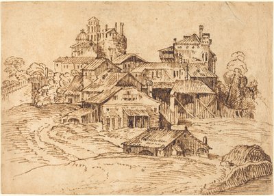 Veduta di una città italiana (dopo Tiziano o Domenico Campagnola) da Bolognese 17th Century