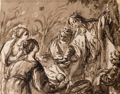 La figlia del faraone scopre il piccolo Mosè da Bolognese School