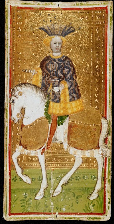 Cavaliere di coppe. Carta dei tarocchi da Bonifacio Bembo