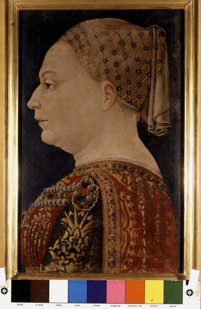 Ritratto di Bianca Maria Visconti, moglie di Francesco Sforza (1401-1466) di Bonifacio Bembo intorno al 1470. Pinacoteca di Brera, Milano da Bonifacio Bembo