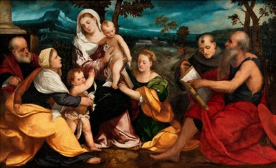 La Sacra Famiglia circondata da Santi, c.1530 da Bonifazio Veronese
