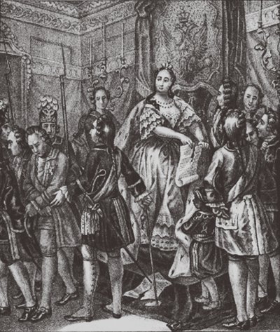Anna Ioannovna strappa le condizioni, 1730 da Boris Artemyevich Chorikov