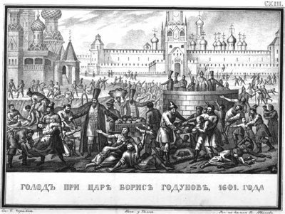 Carestia durante il regno di Boris Godunov da Karamzin illustrato, 1836 da Boris Artemyevich Chorikov
