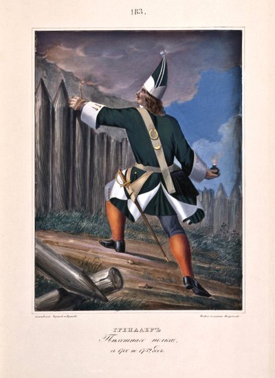 Granatiere del Reggimento di Fanteria nel 1700-1732, 1841 da Boris Artemyevich Chorikov