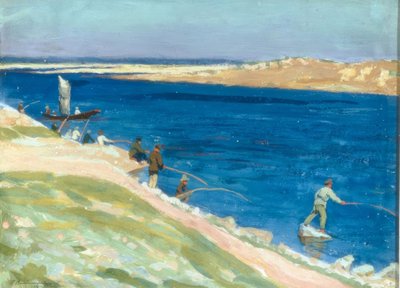 Paesaggio fluviale con pescatori da Boris Jeremejewitsch Wladimirski