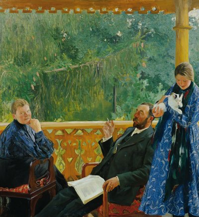 Ritratto di famiglia (ritratto della famiglia Polenow) da Boris Mikhailovich Kustodiev