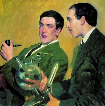 I fisici Pyotr Kapitsa e Nikolay Semyonov da Boris Mikhailovich Kustodiev