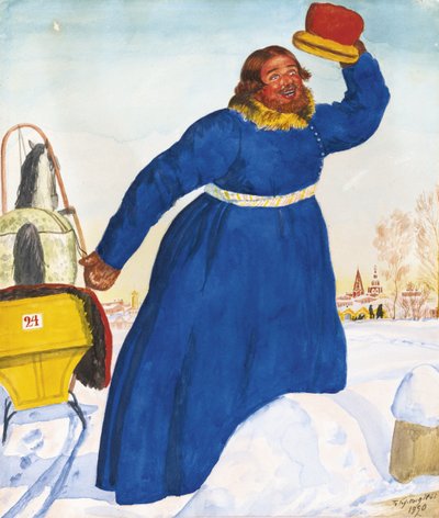 Cocchiere, 1920 da Boris Mikhailovich Kustodiev