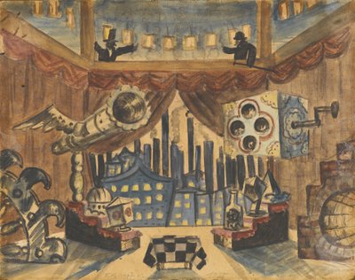 Inghilterra. Scenografia per la commedia teatrale La pulce di E. Zamyatin da Boris Mikhailovich Kustodiev