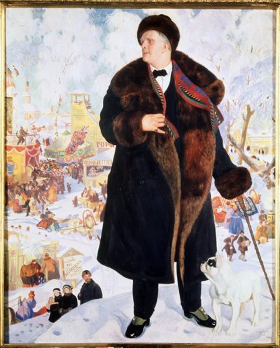 Ritratto del cantante Feodor I. Chaliapin da Boris Mikhailovich Kustodiev