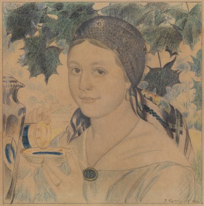 Ritratto di Maria Shostakovich, 1922 da Boris Mikhailovich Kustodiev