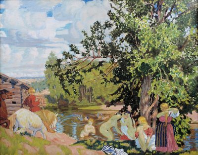 Il bagno, 1910 da Boris Mikhailovich Kustodiev