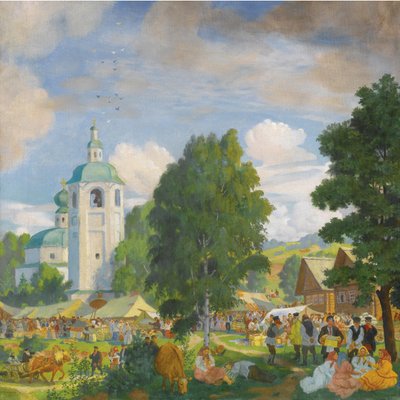 La fiera del villaggio, 1920 da Boris Mikhailovich Kustodiev