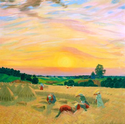 Il raccolto, 1914 da Boris Mikhailovich Kustodiev
