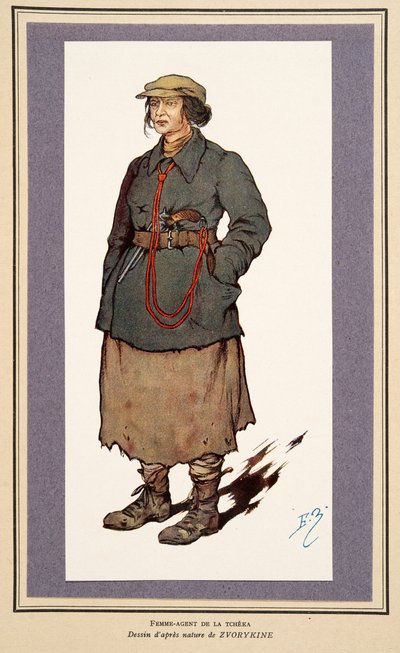 Agente segreto femminile da Histoire des Soviets, pub. 1922 da Boris Vasilievich Zvorykin