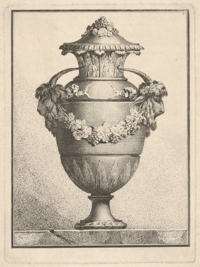 Progetto per un vaso coperto con due teste di capra e una ghirlanda, 1764 da Bossi