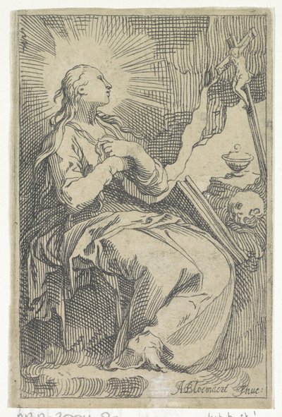 Maria Maddalena penitente nella grotta davanti a un crocifisso da Boëtius Adamsz. Bolswert