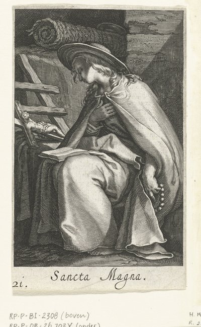 Santa Magna come eremita (Sancta Magna, Kluizenaressen, Sacra Eremus Ascetriarum) da Boëtius Adamsz. Bolswert