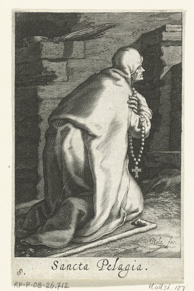 Santa Pelagia di Antiochia come eremita da Boëtius Adamsz. Bolswert