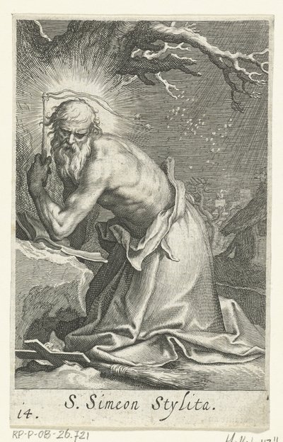 San Simeone Stilita il Vecchio come eremita da Boëtius Adamsz. Bolswert