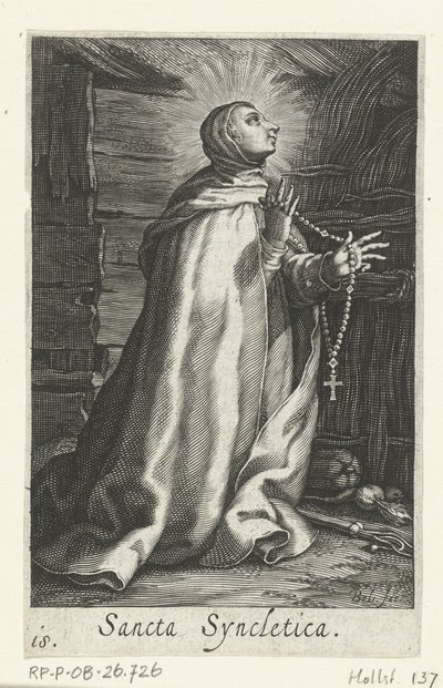 Santa Syncletica di Alessandria come eremita da Boëtius Adamsz. Bolswert