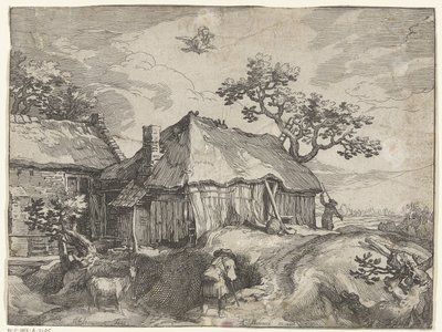 Paesaggio con fattoria e rapimento di Ganimede da Boëtius Adamsz. Bolswert