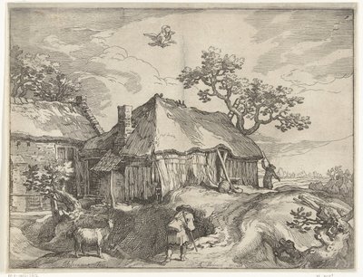 Paesaggio con fattoria e rapimento di Ganimede da Boëtius Adamsz. Bolswert